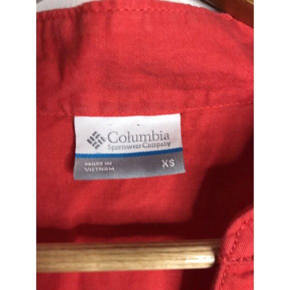 Columbia Linen Blend Dress Women's XS Red Sleeveless V-Neck Pullover Tie Back - Picture 6 of 8